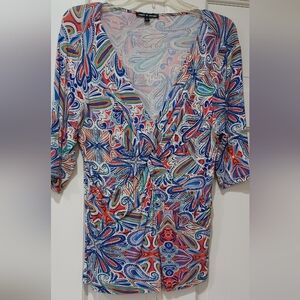 Cable & Gauge V-Neck Floral Shirt ~ Size XL